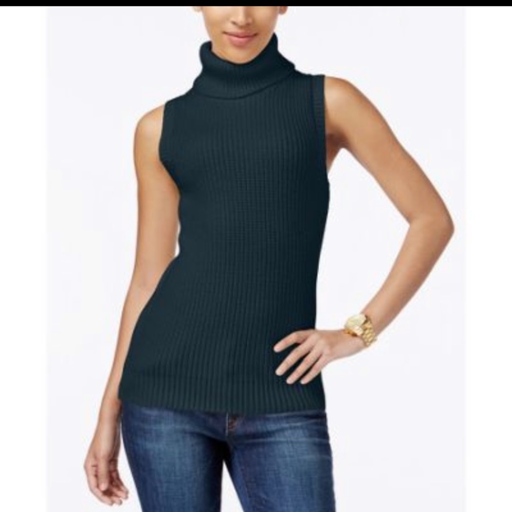 Michael Kors Sleeveless Turtleneck Navy